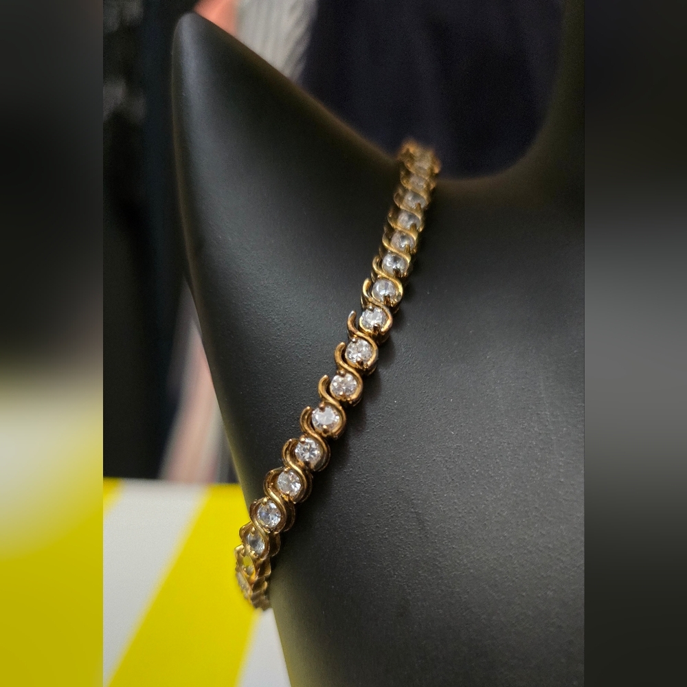 Elegant Gold Tone Sterling Silver Bracelet